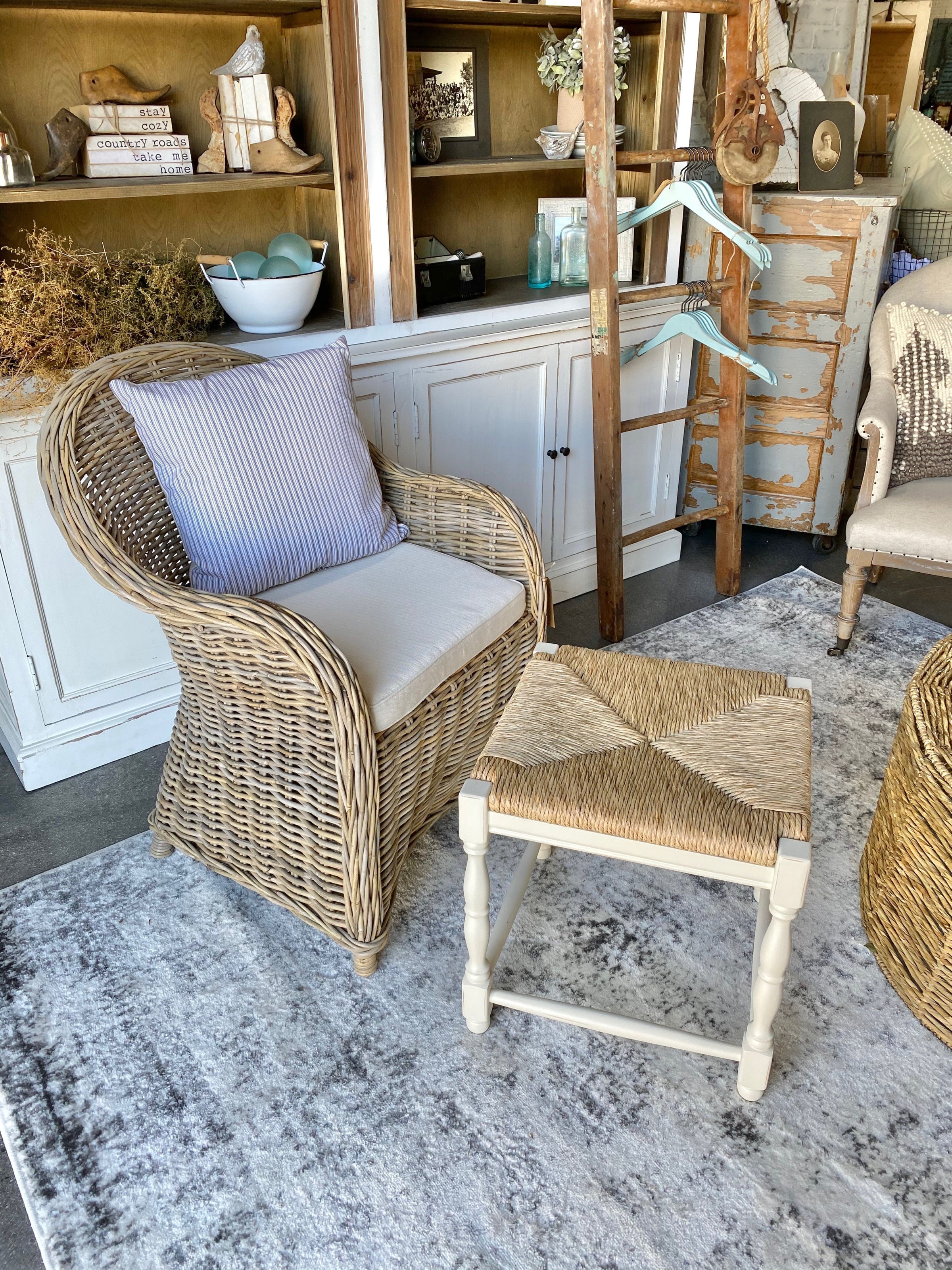 Short cushioned stool on sale