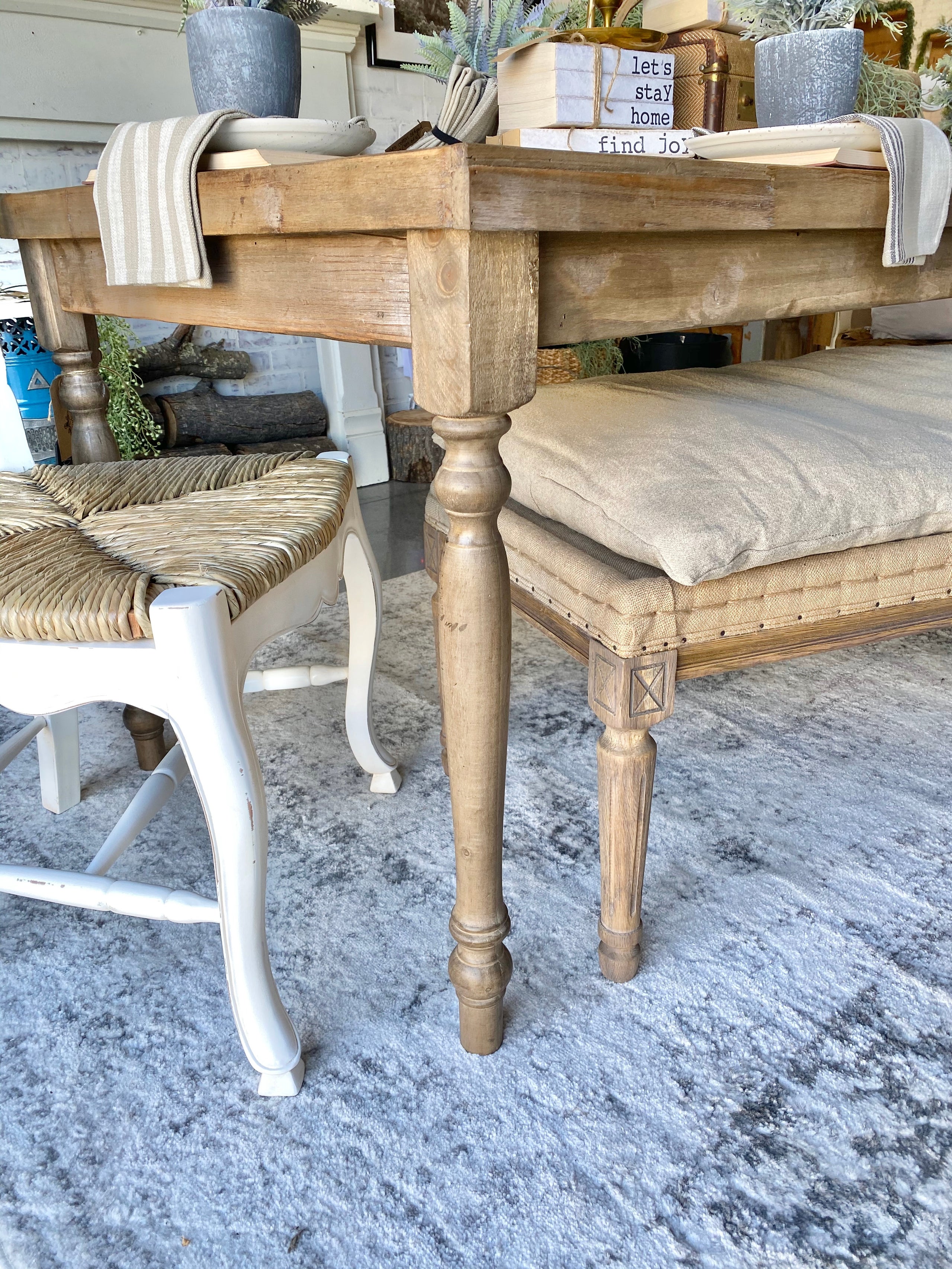 Rustic wood farmhouse clearance table